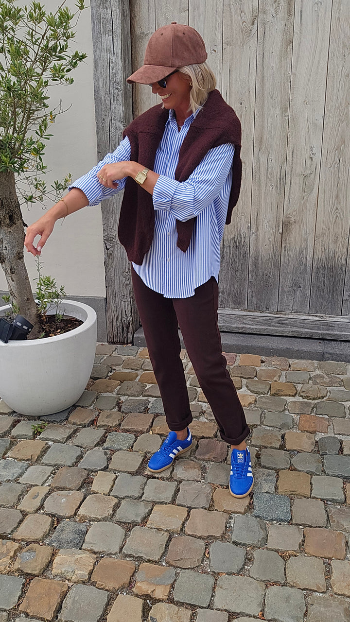 LOUIZE striped cotton shirt blue