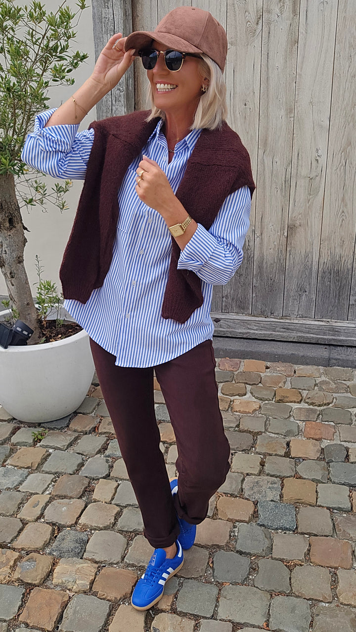 LOUIZE striped cotton shirt blue