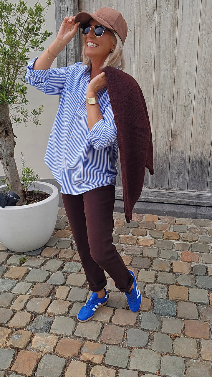 LOUIZE striped cotton shirt blue