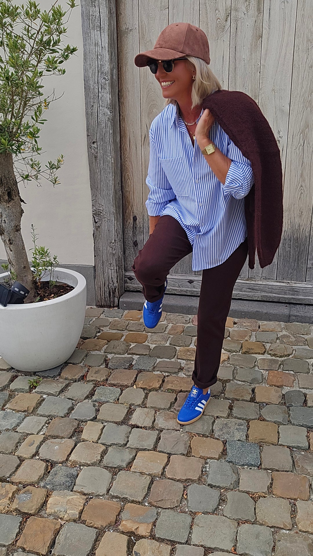 LOUIZE striped cotton shirt blue