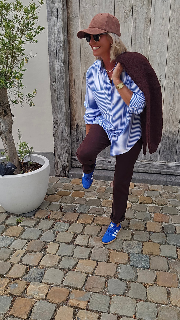 LOUIZE striped cotton shirt blue