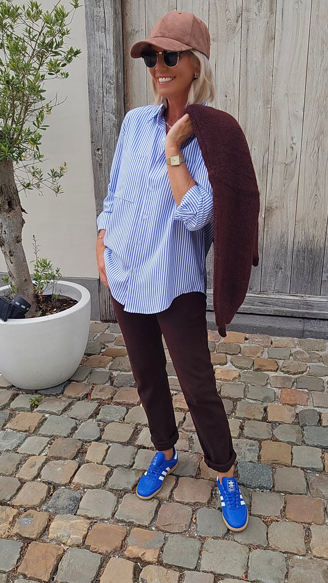 LOUIZE striped cotton shirt blue