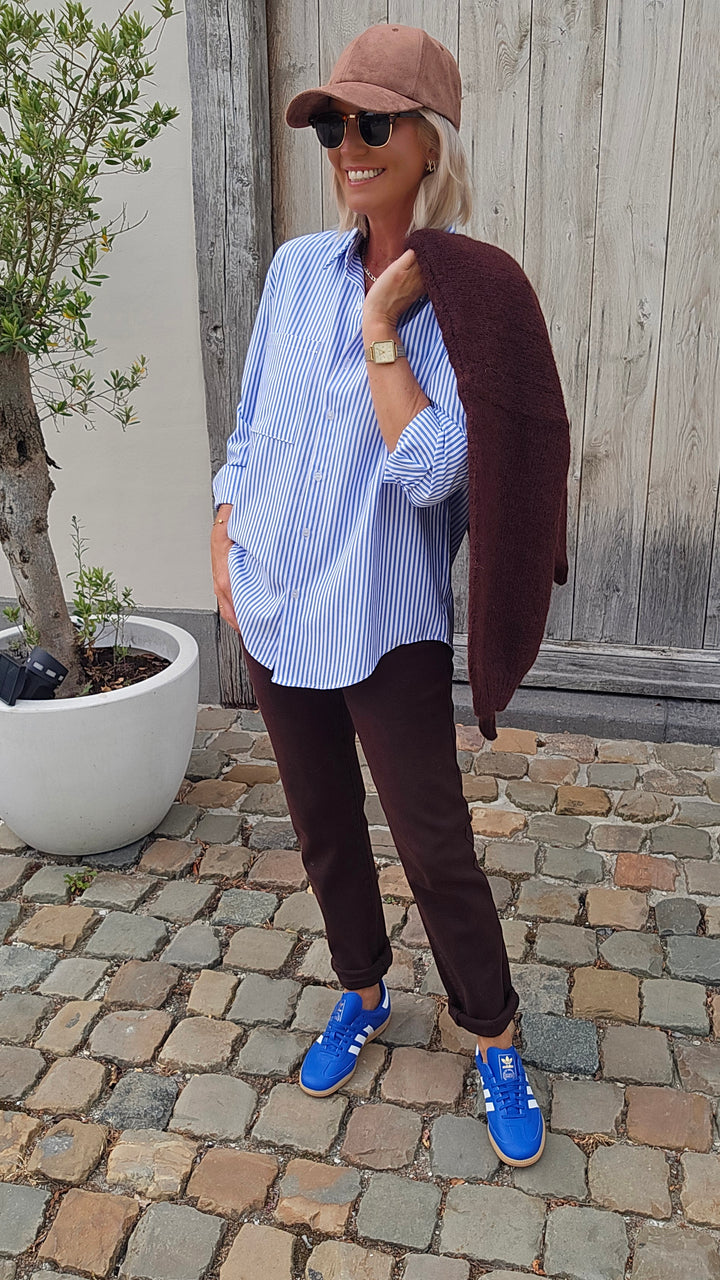 LOUIZE striped cotton shirt blue