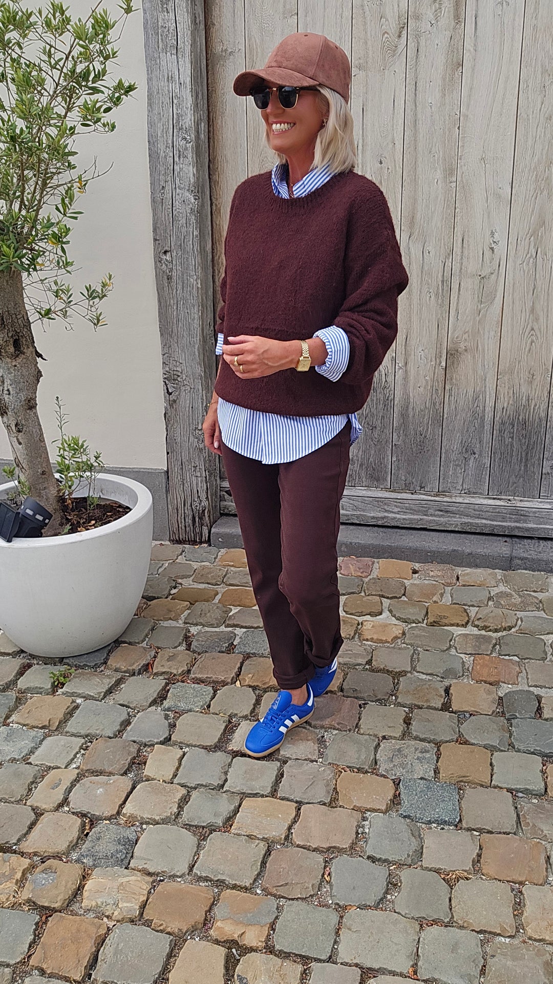 LOUIZE striped cotton shirt blue