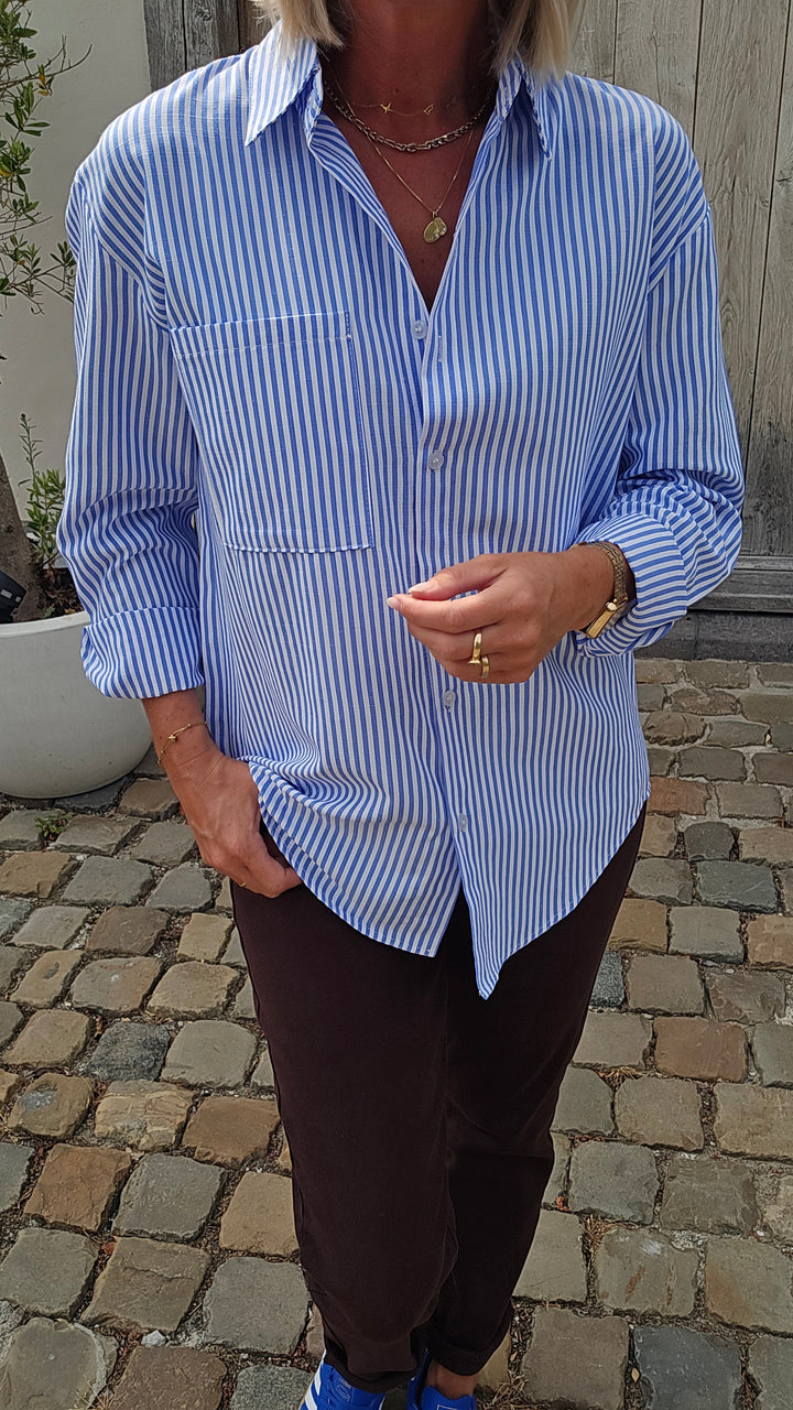 LOUIZE striped cotton shirt blue