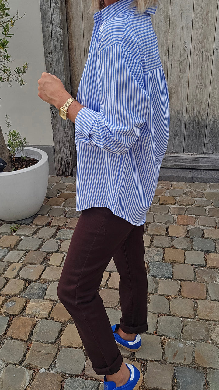LOUIZE striped cotton shirt blue