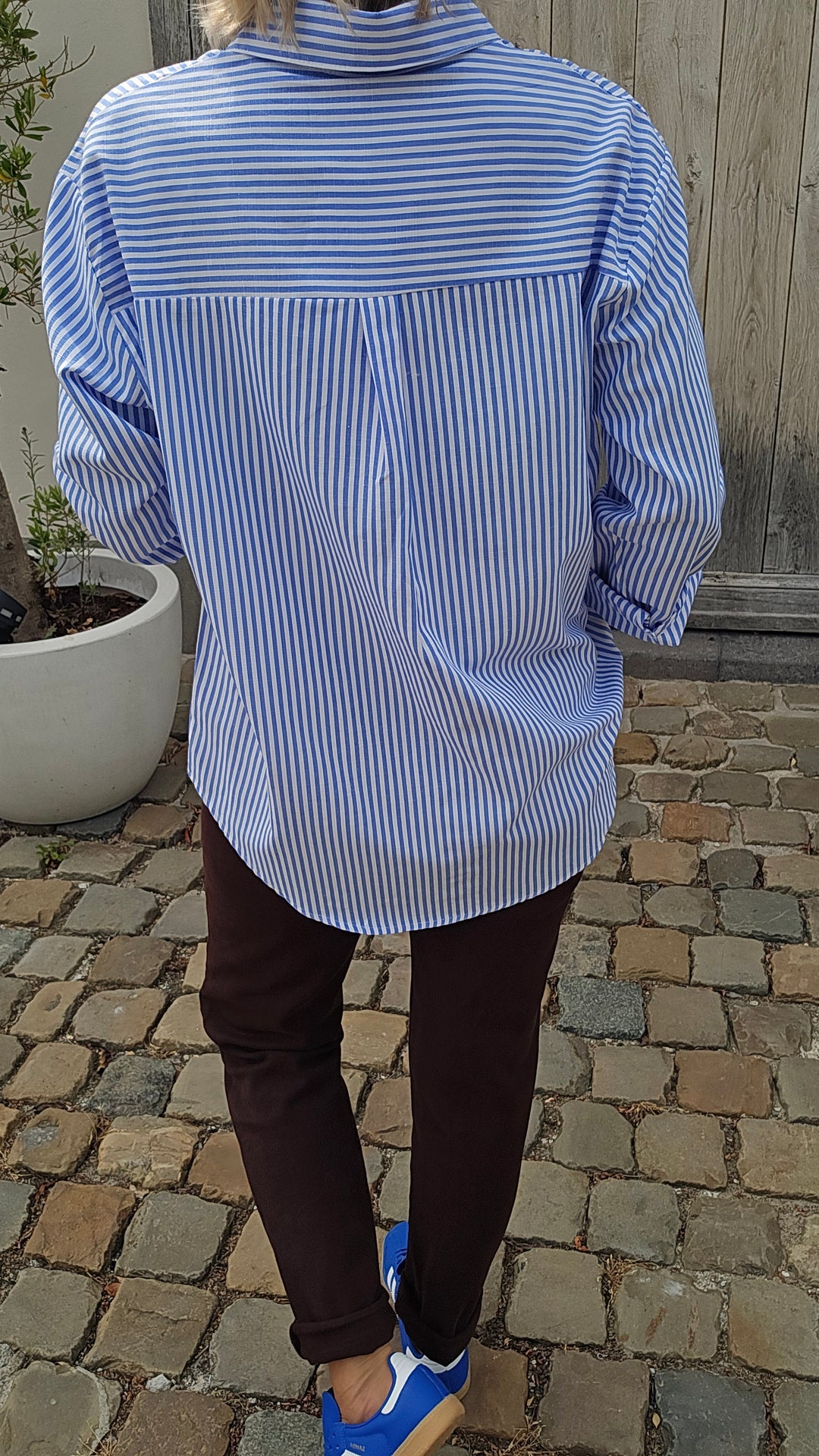 LOUIZE striped cotton shirt blue