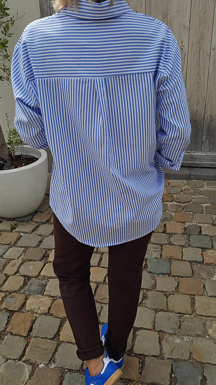 LOUIZE striped cotton shirt blue