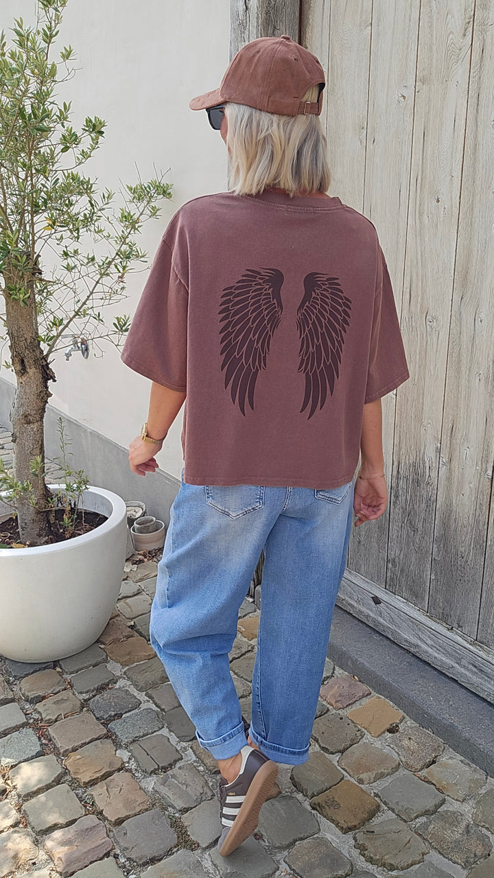 VICTORIA wings tee washed chocolat
