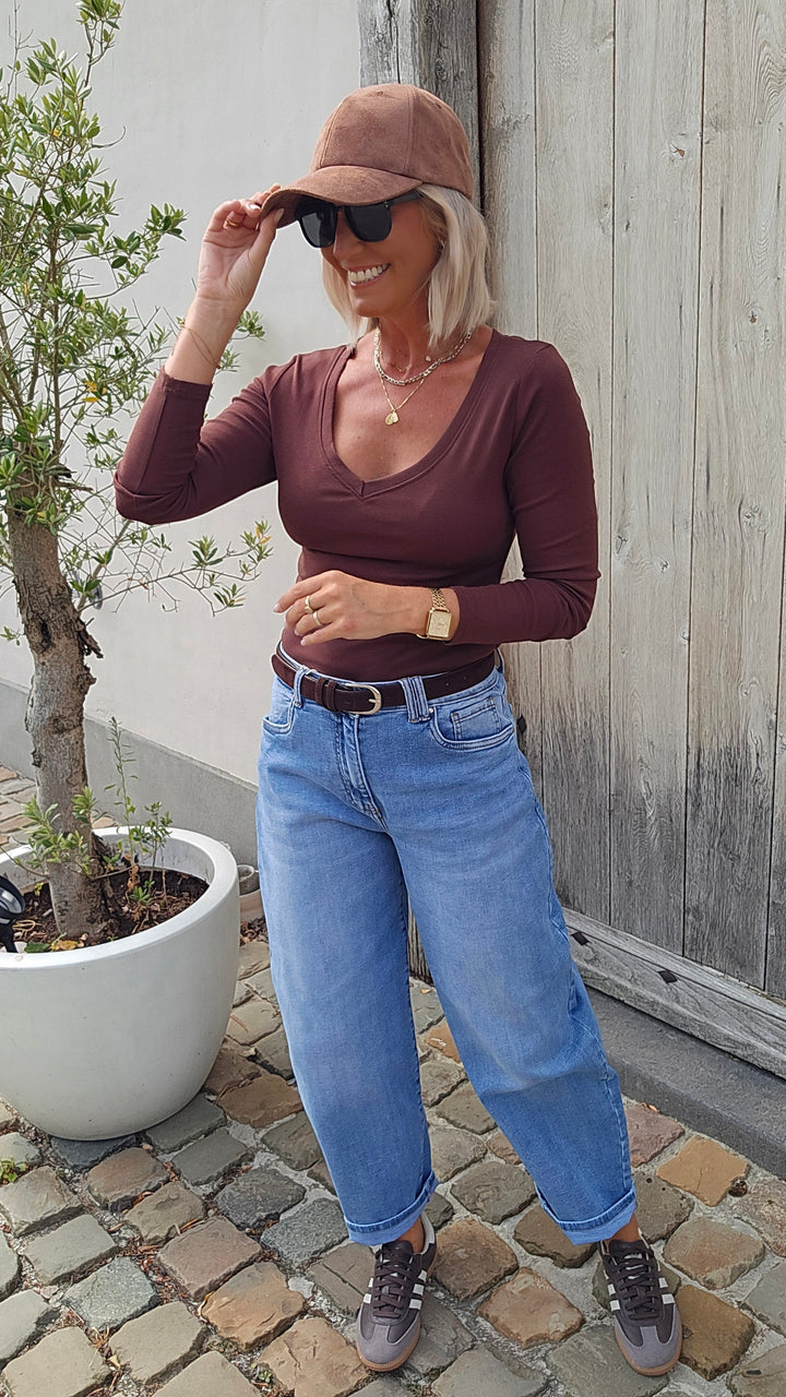 ÉLISE v-neck longsleeve chocolat