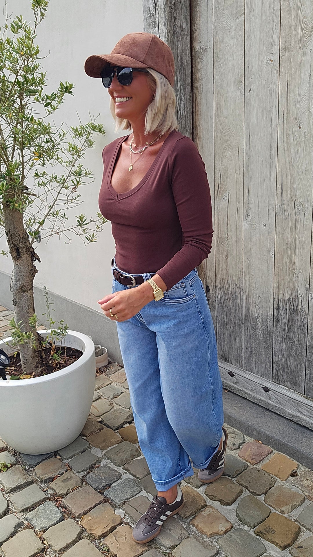 ÉLISE v-neck longsleeve chocolat