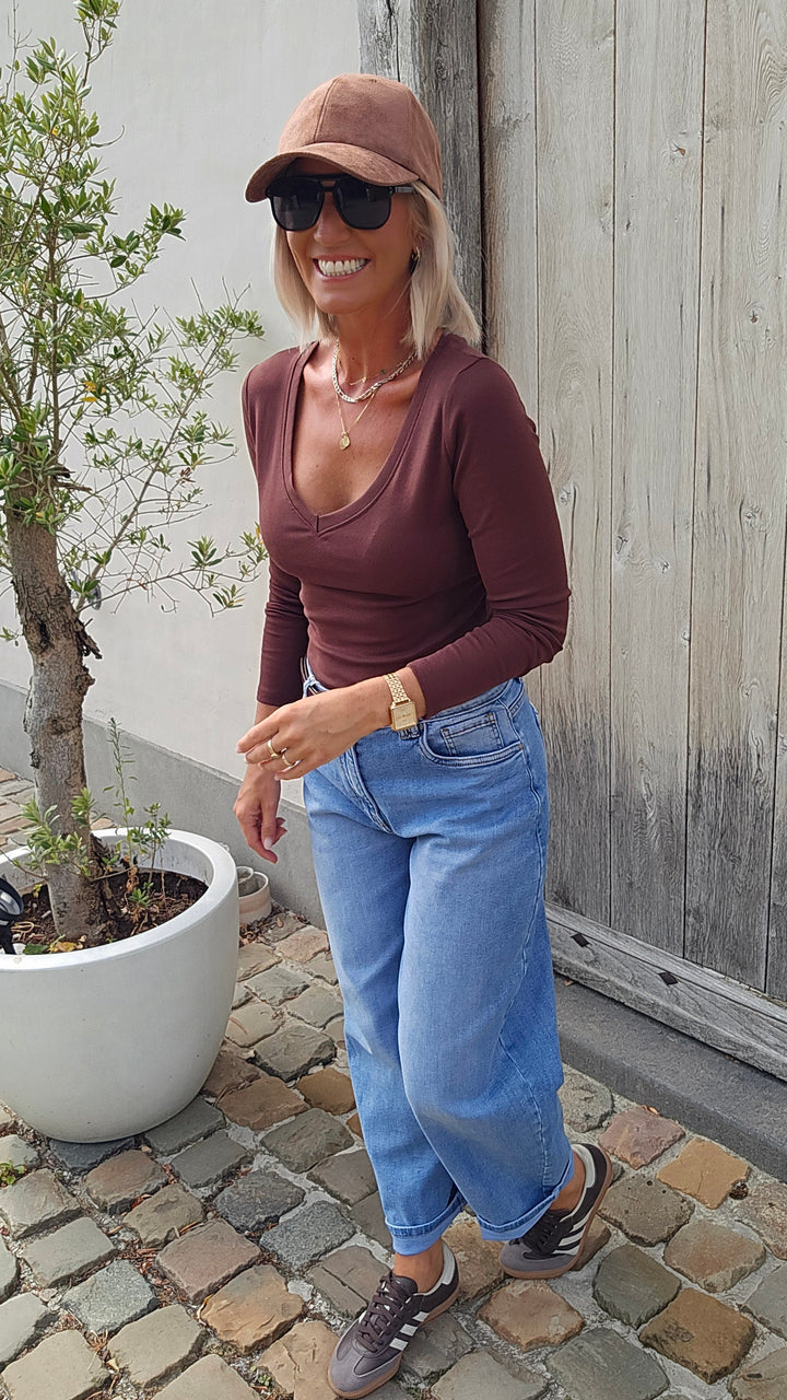 ÉLISE v-neck longsleeve chocolat