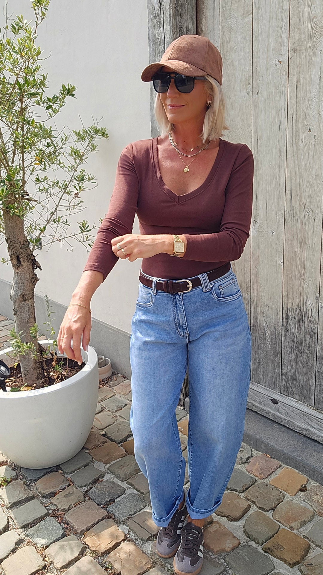ÉLISE v-neck longsleeve chocolat