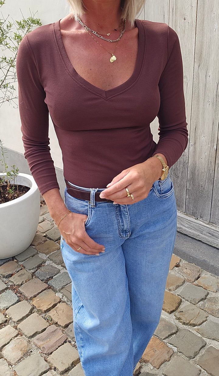 ÉLISE v-neck longsleeve chocolat