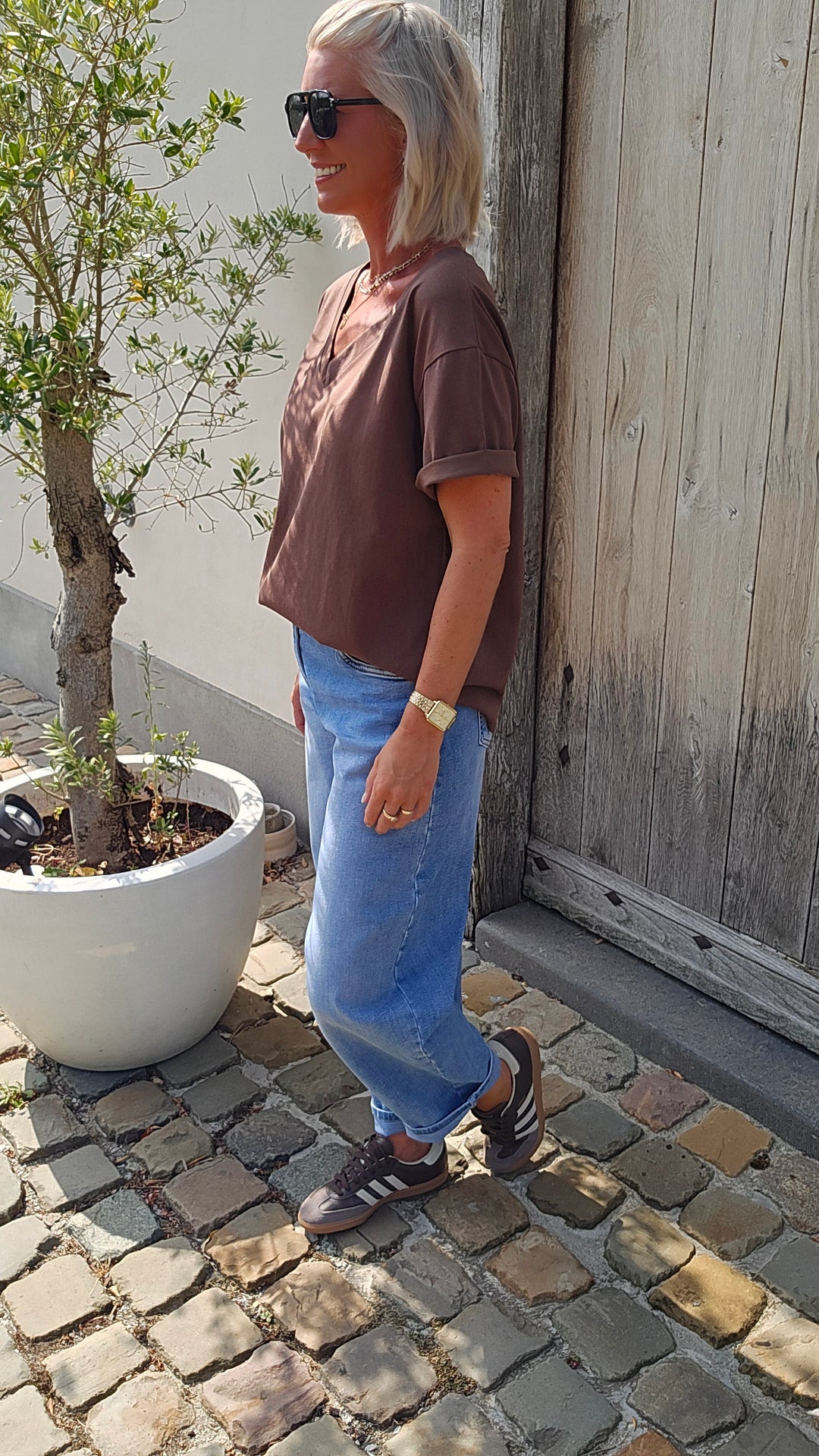 LOUISON barrel jeans mid blue