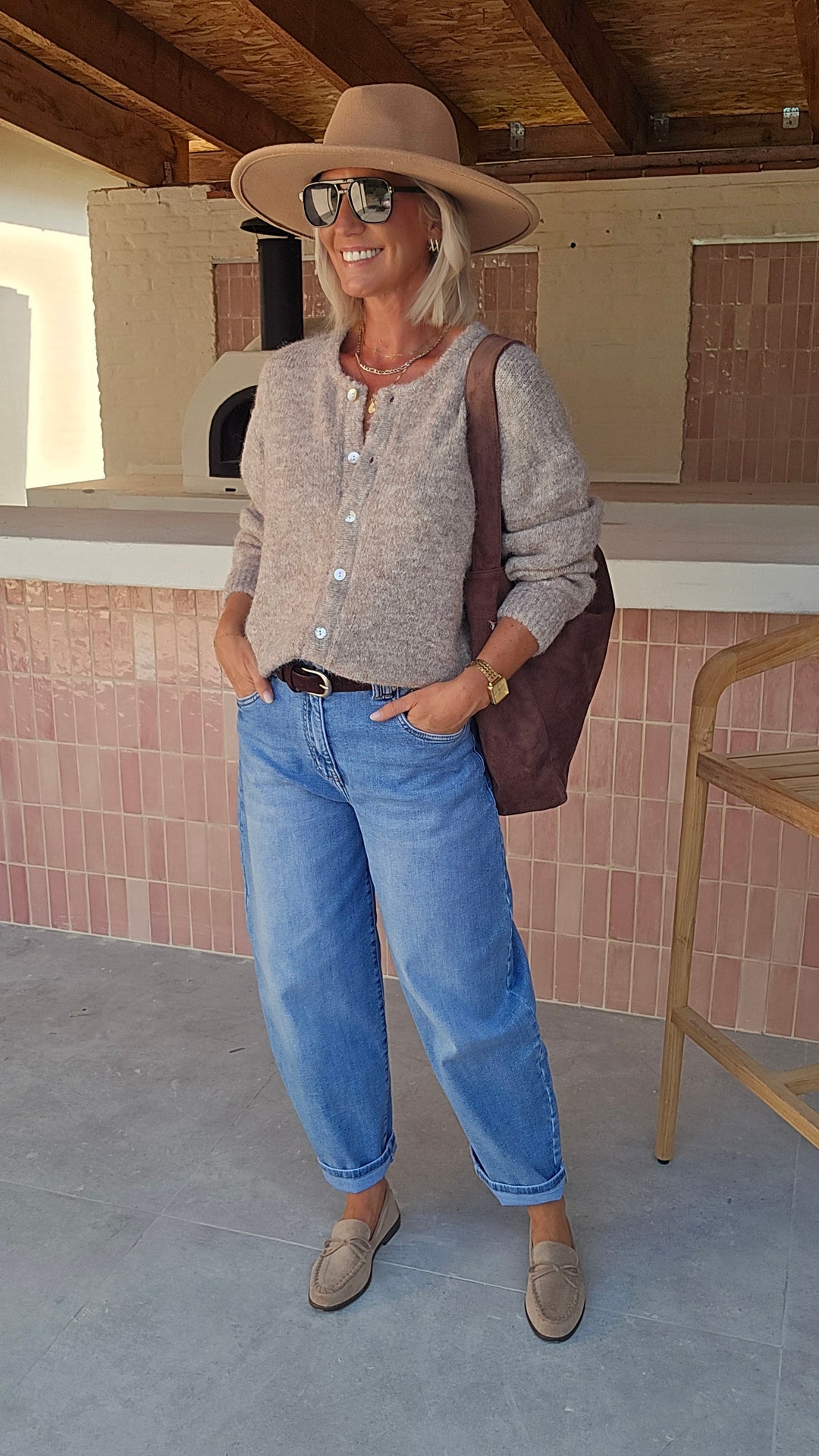 LOUISON barrel jeans mid blue