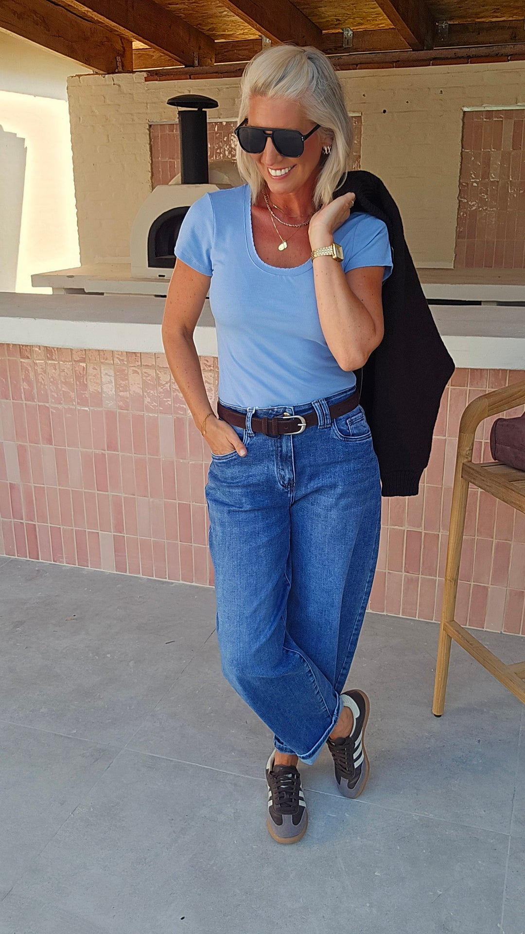 CLARA rib tee soft blue
