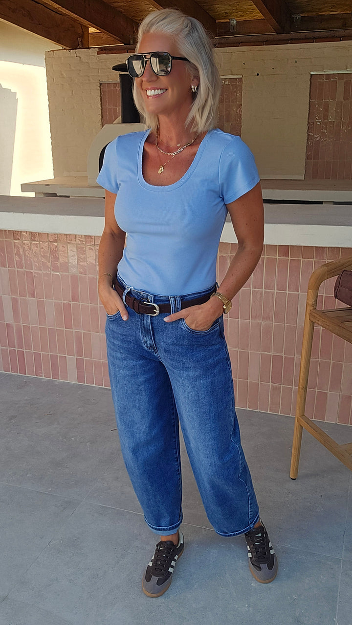 CLARA rib tee soft blue