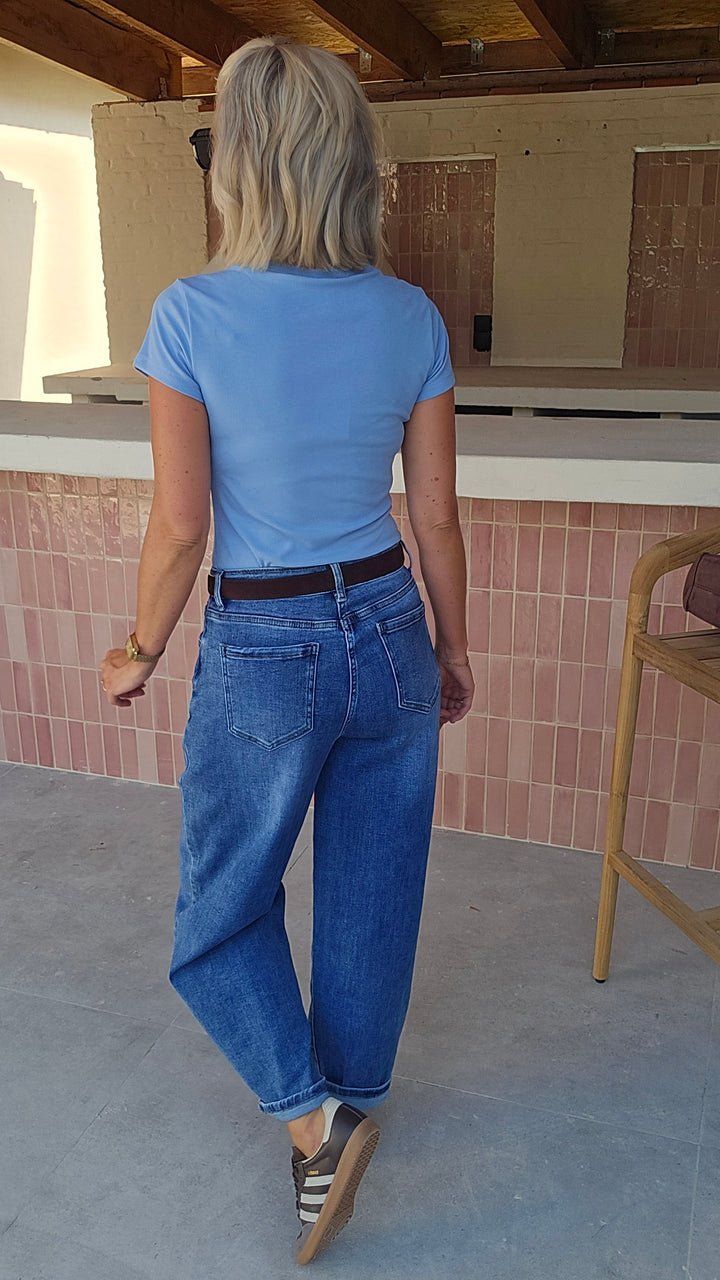 CLARA rib tee soft blue