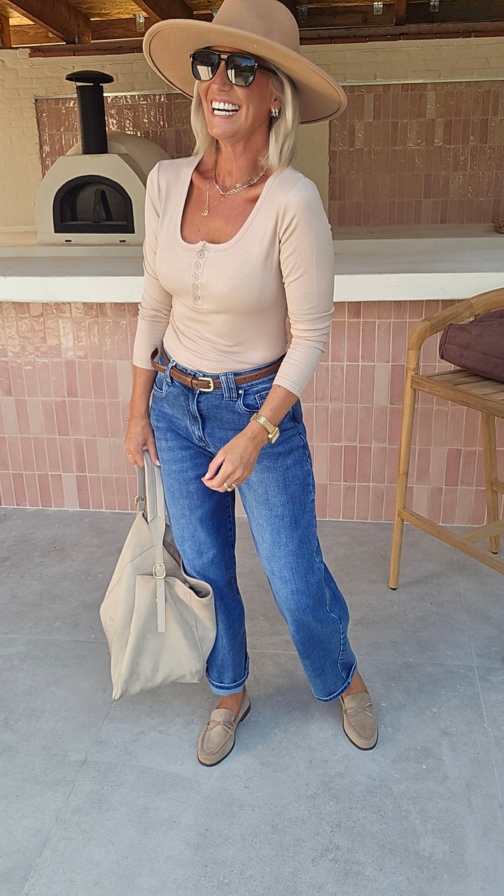 ÉLISE henley longsleeve soft taupe