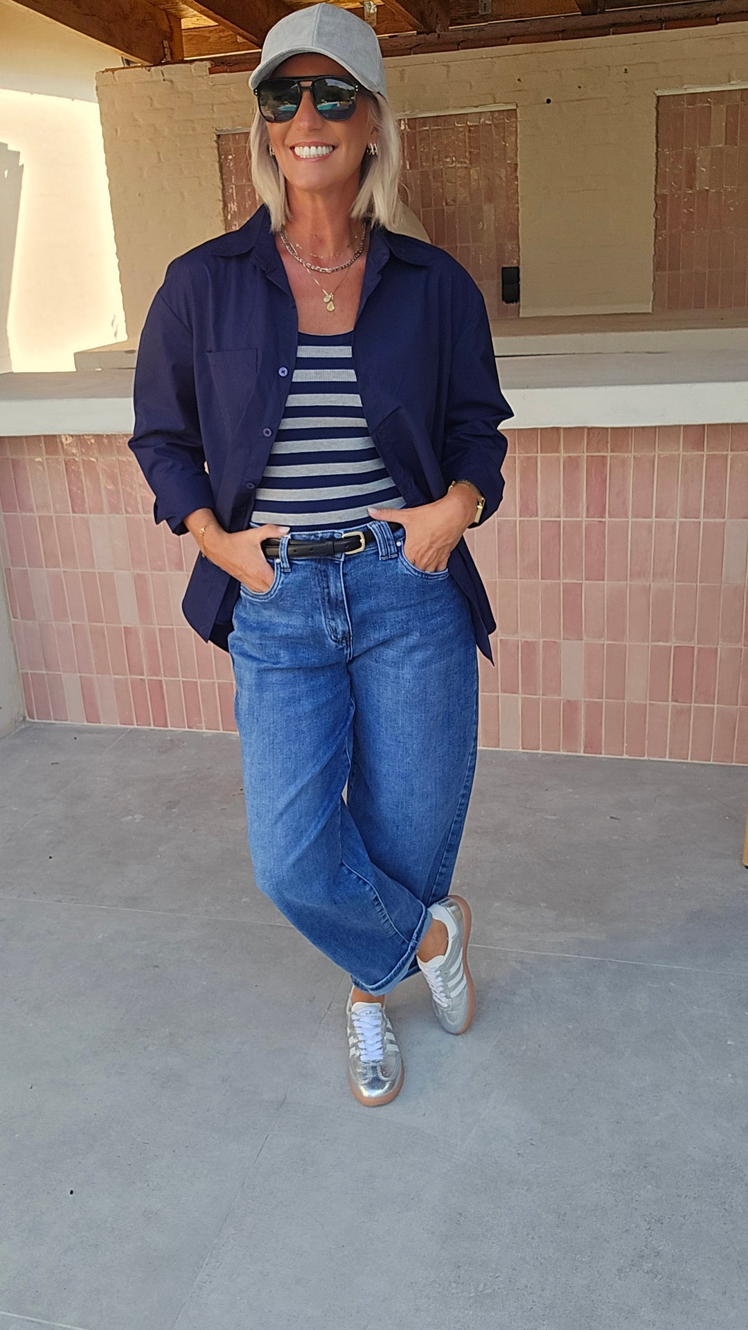 LOUIZE cotton shirt navy