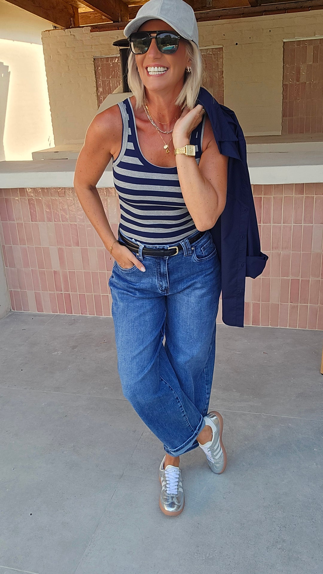 ÉLISE striped top grey