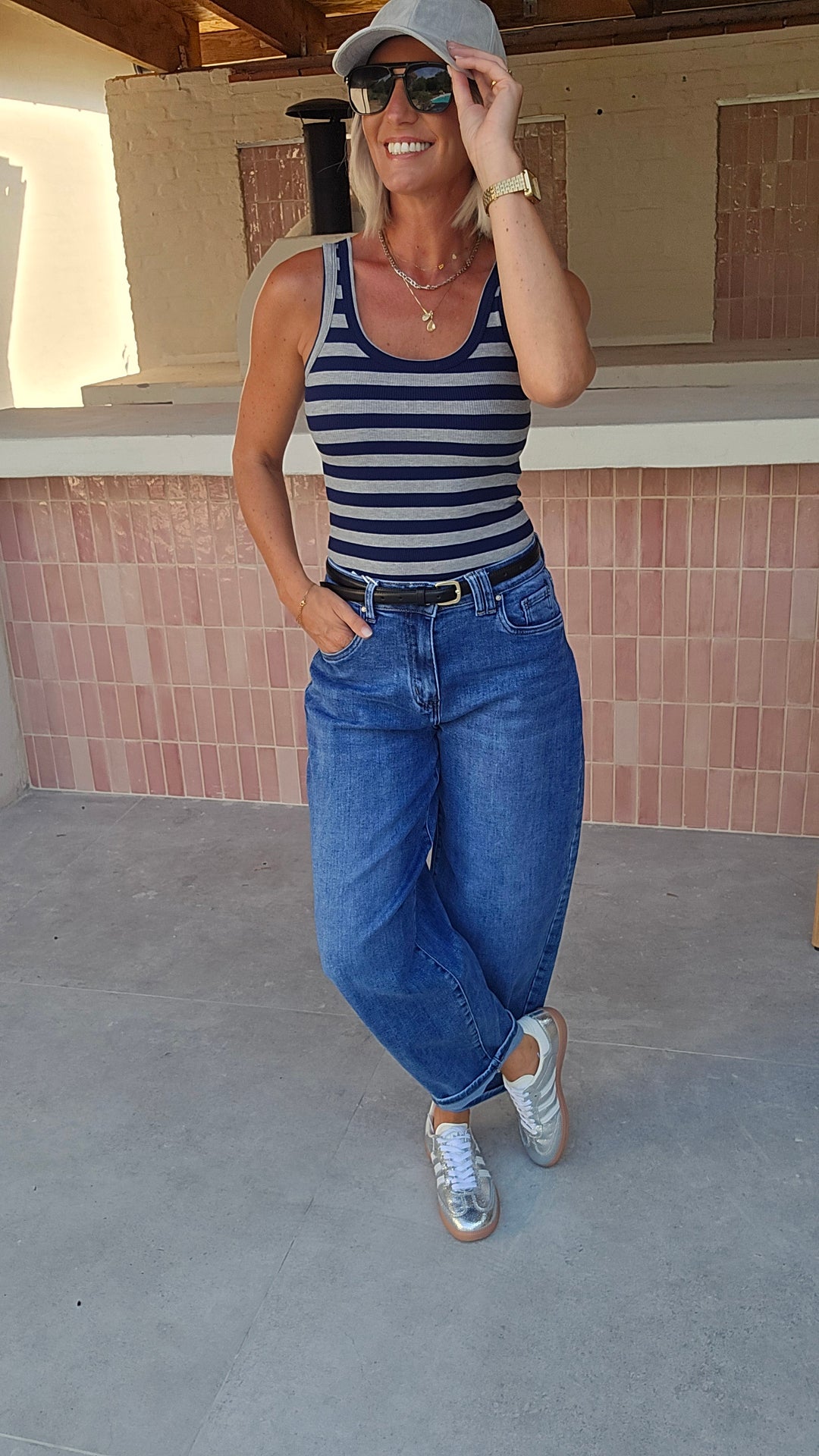 ÉLISE striped top grey