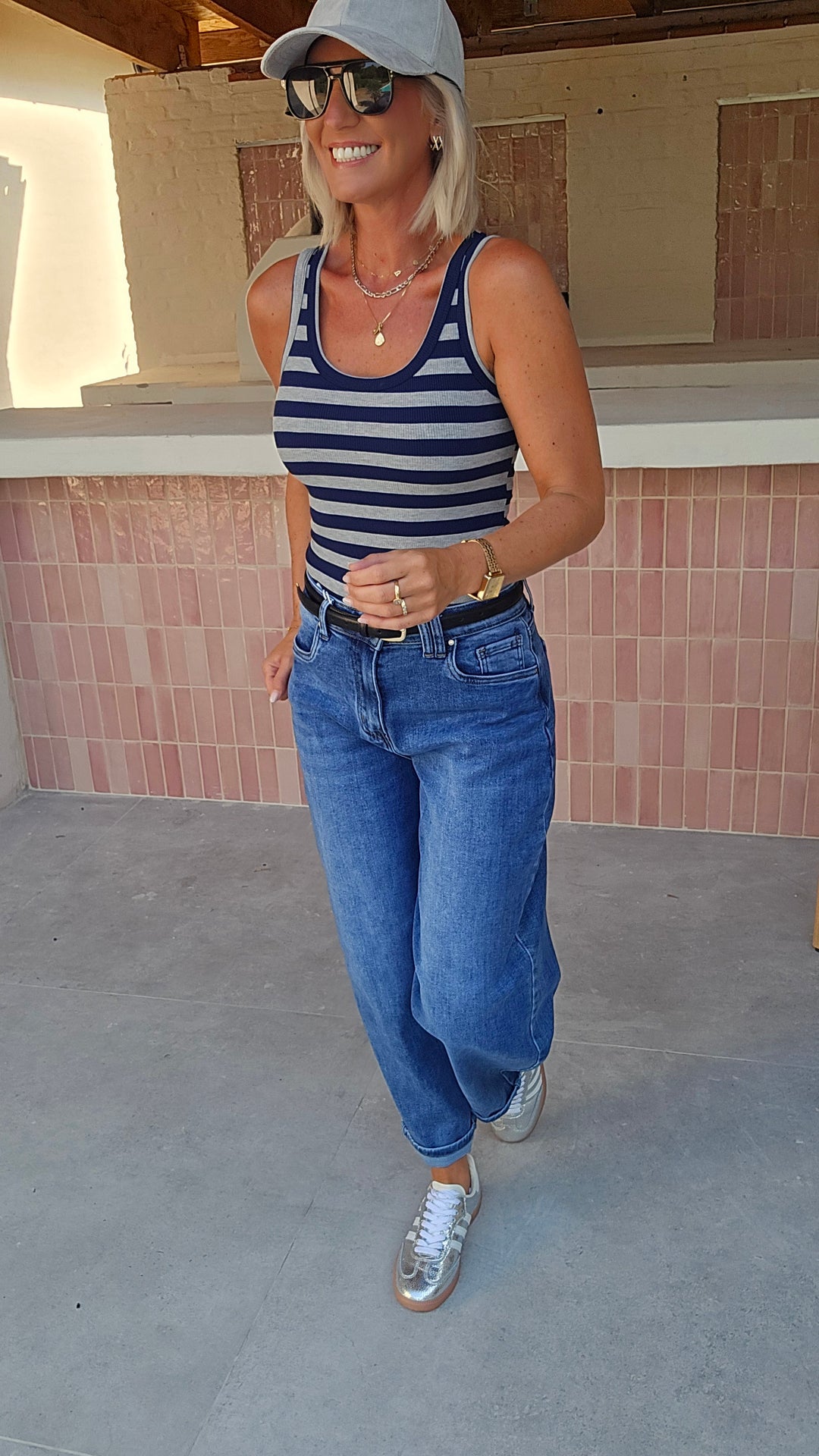 LOUISON barrel jeans darker blue