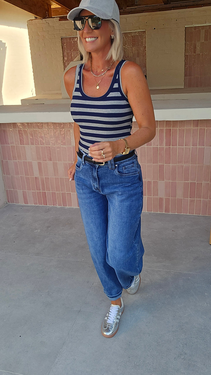 LOUISON barrel jeans darker blue