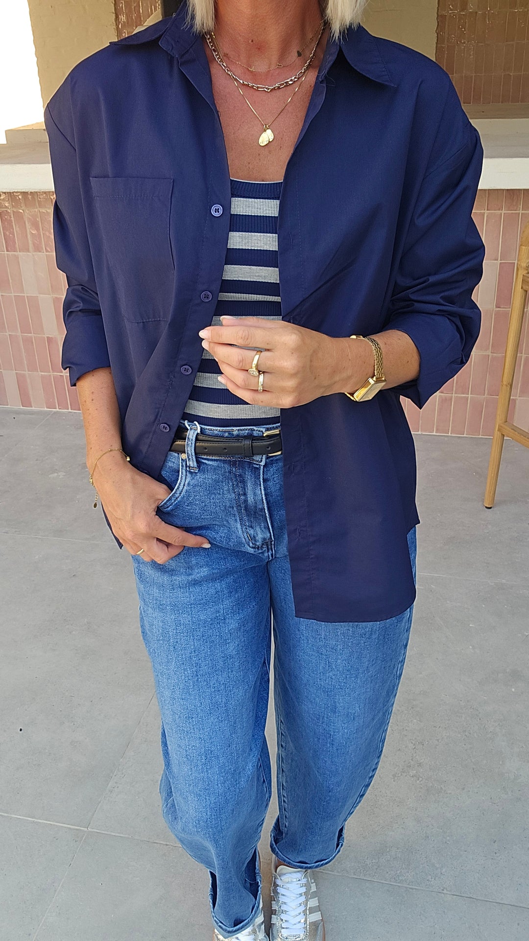 LOUIZE cotton shirt navy