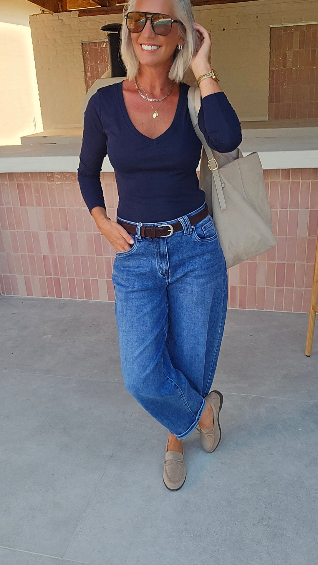 ÉLISE v-neck longsleeve navy