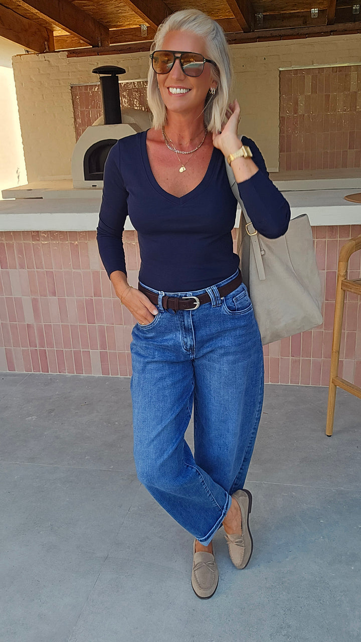 ÉLISE v-neck longsleeve navy