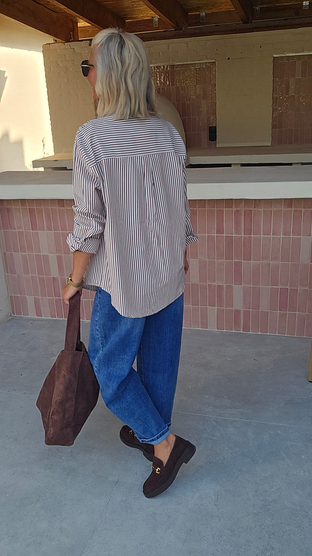 LOUIZE striped cotton shirt chocolat