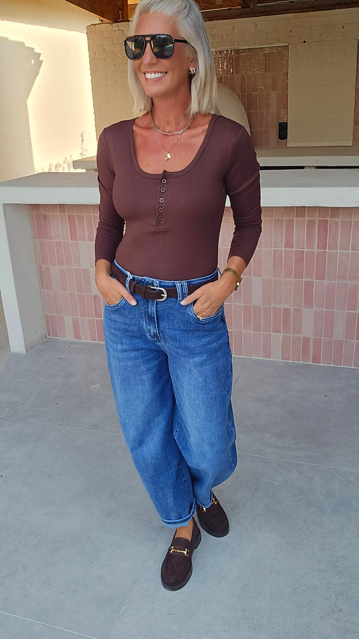 ÉLISE henley longsleeve chocolat