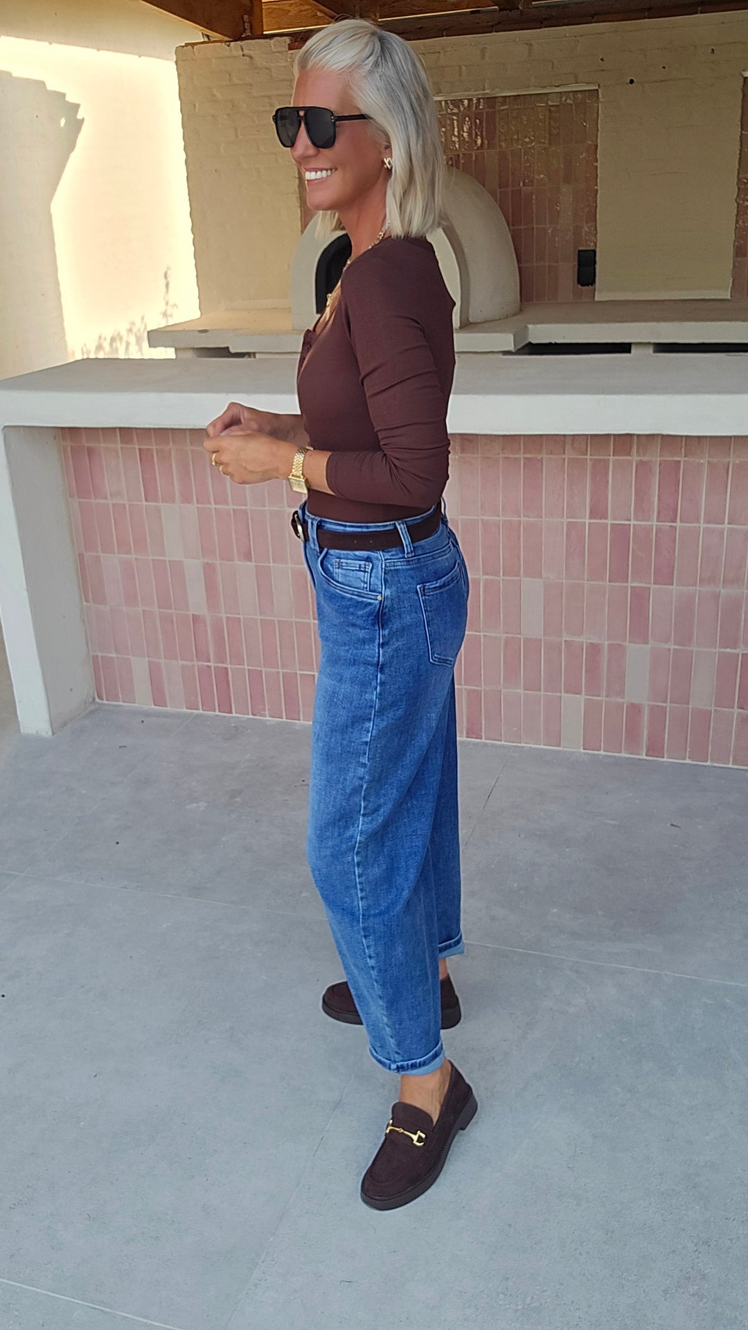 LOUISON barrel jeans darker blue