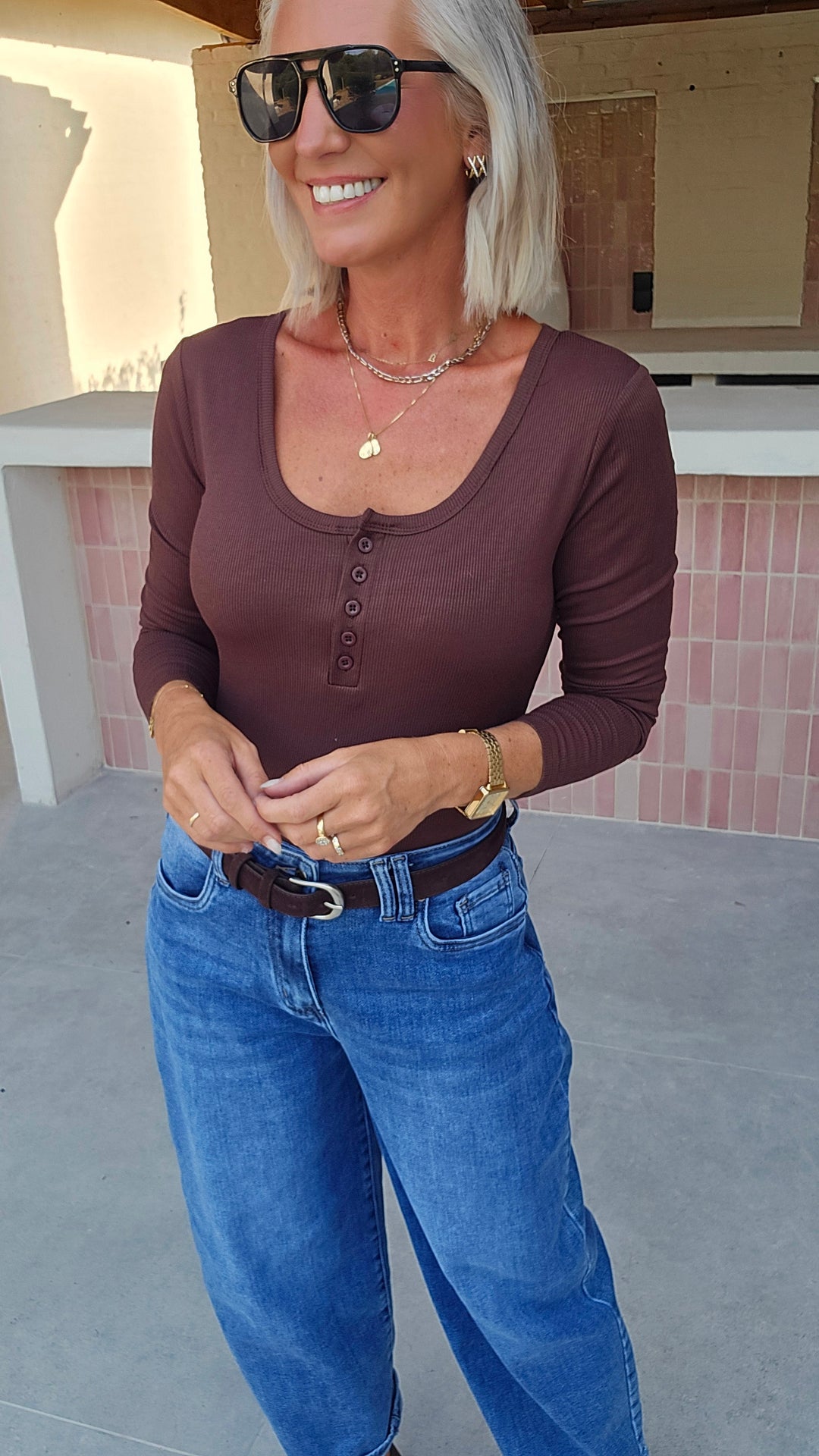ÉLISE henley longsleeve chocolat