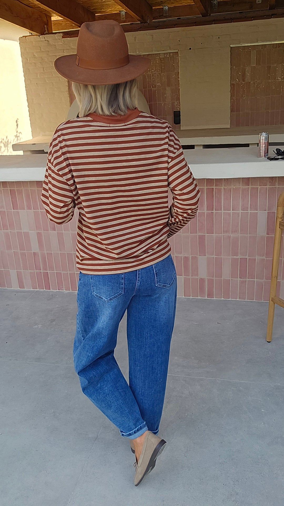 LOU striped longsleeve camel &amp; taupe