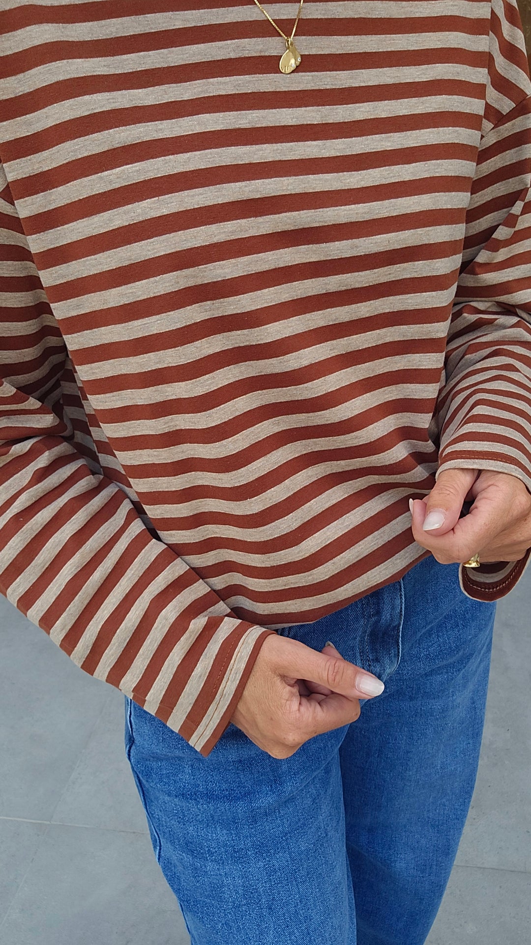 LOU striped longsleeve camel &amp; taupe