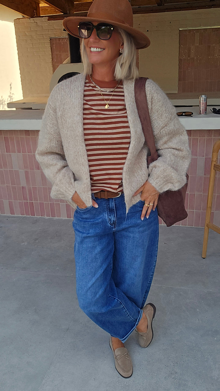 LOU striped longsleeve camel &amp; taupe