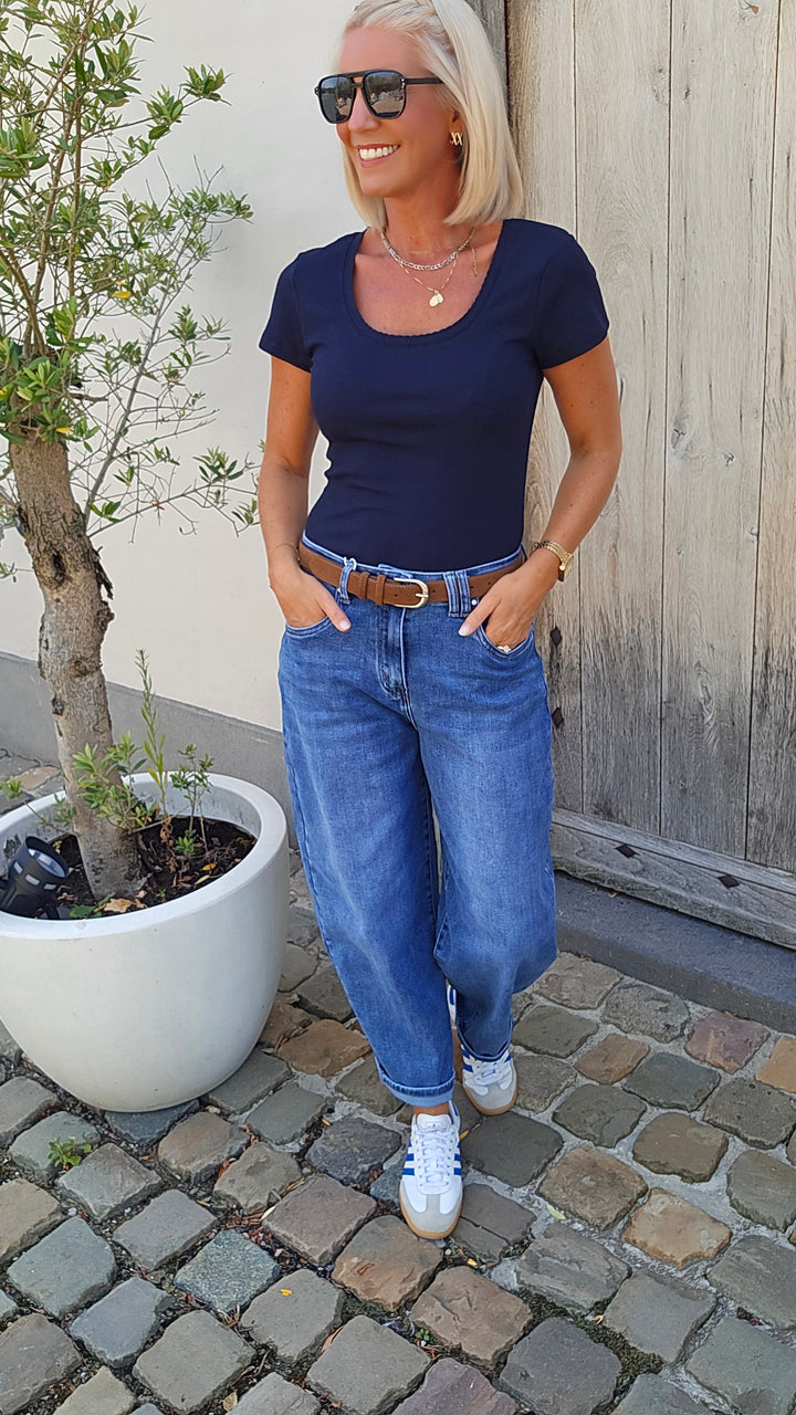 CLARA rib tee navy