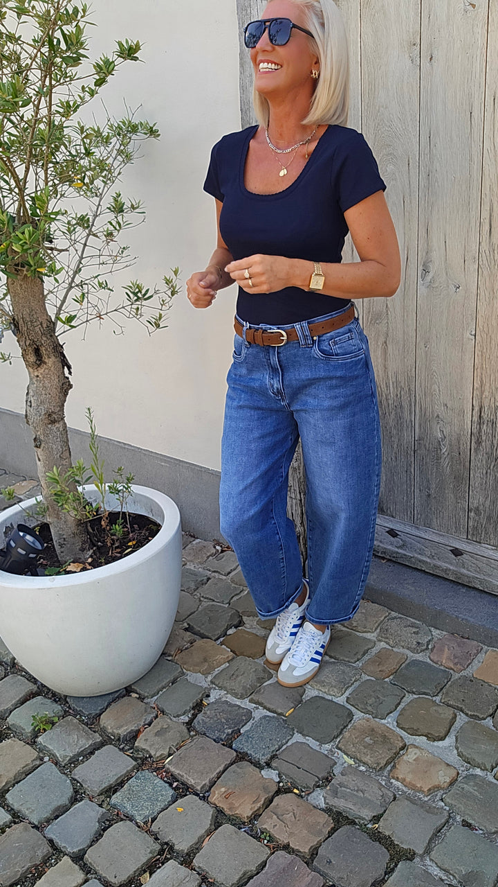 CLARA rib tee navy