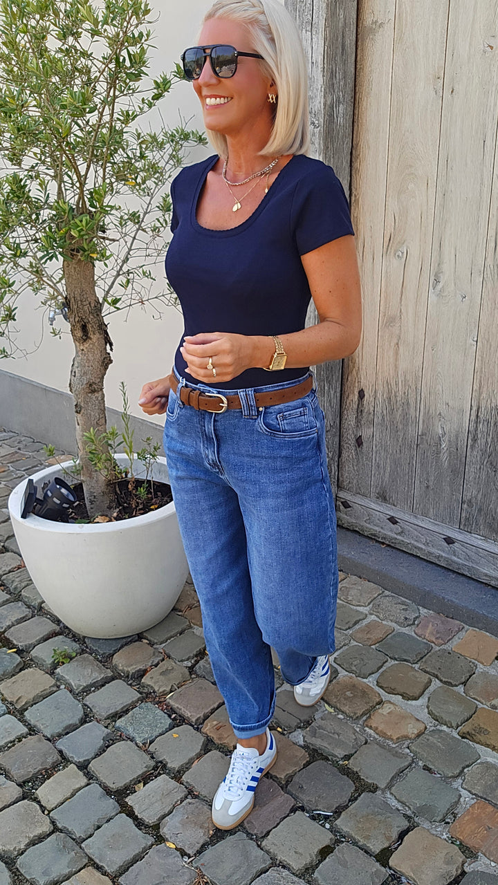CLARA rib tee navy