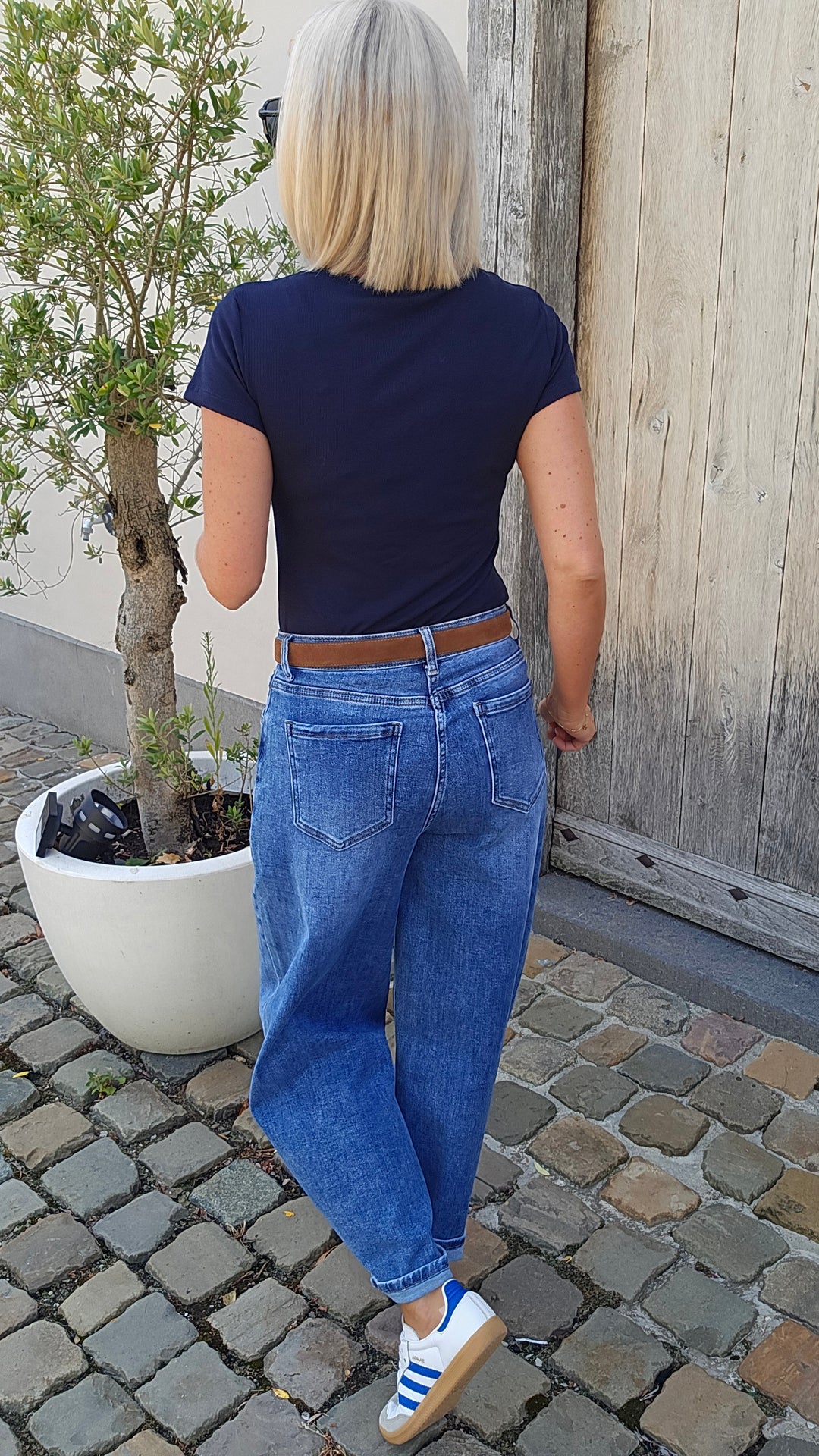 CLARA rib tee navy