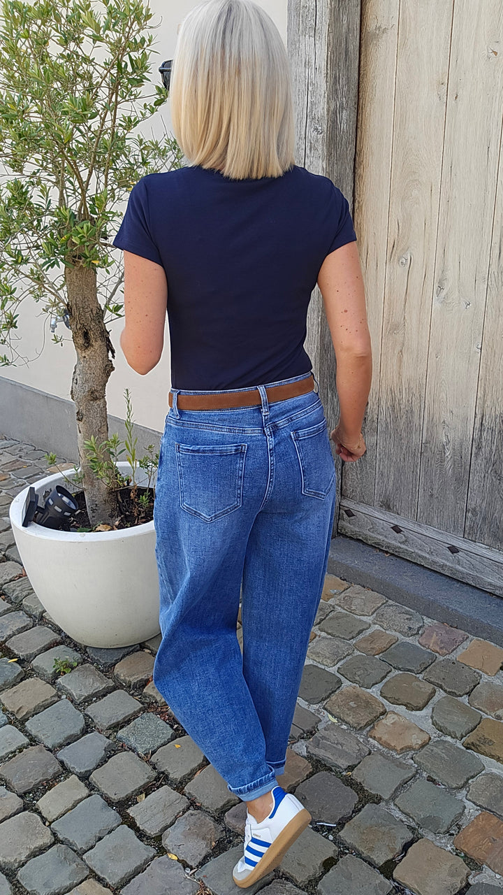 CLARA rib tee navy