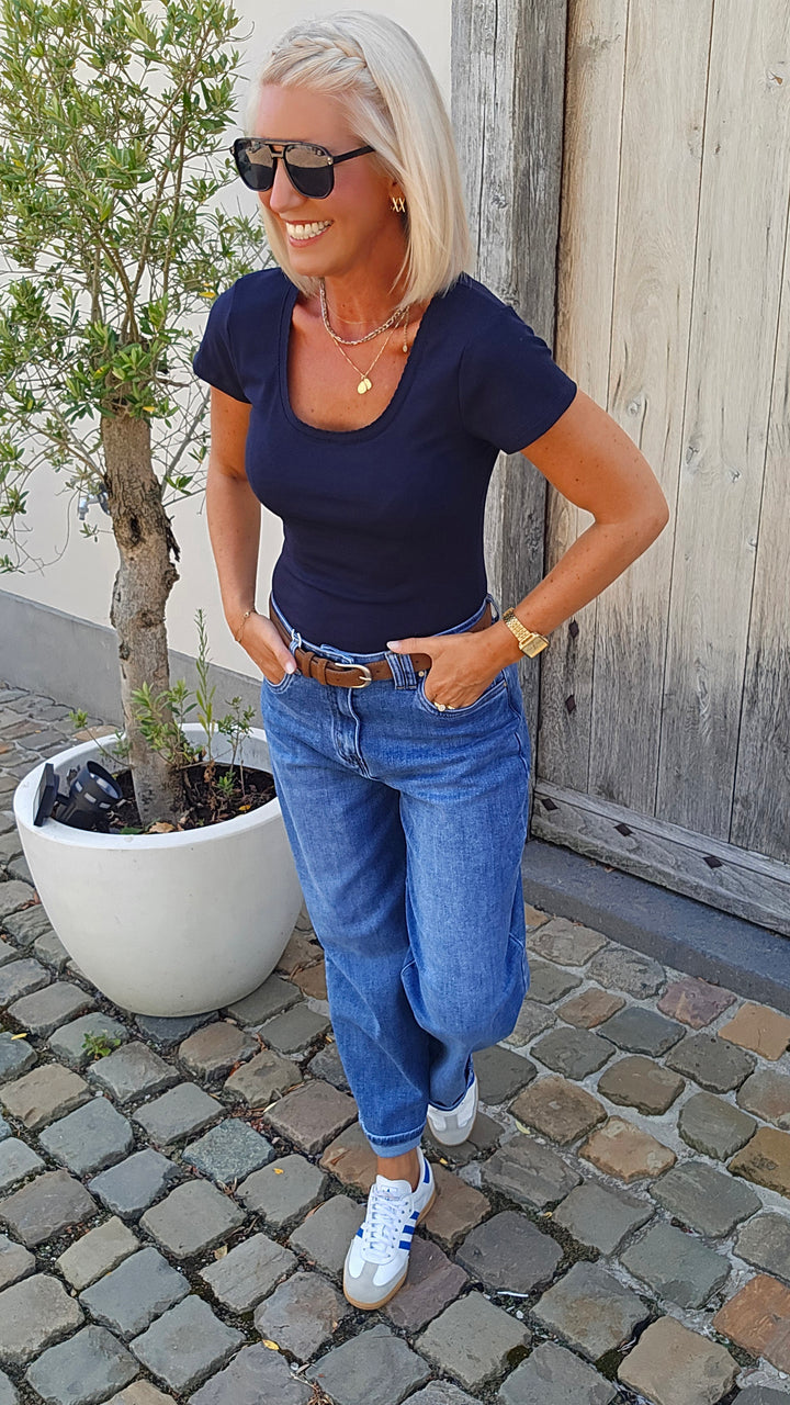 CLARA rib tee navy