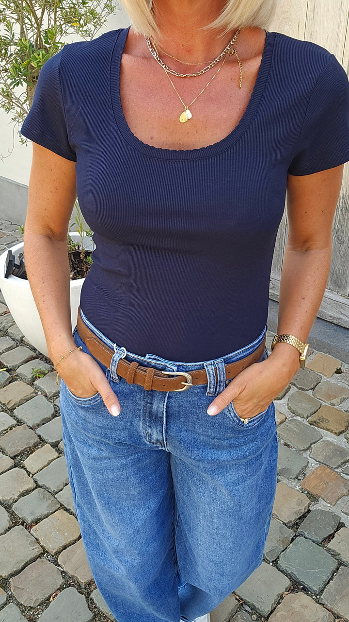 CLARA rib tee navy