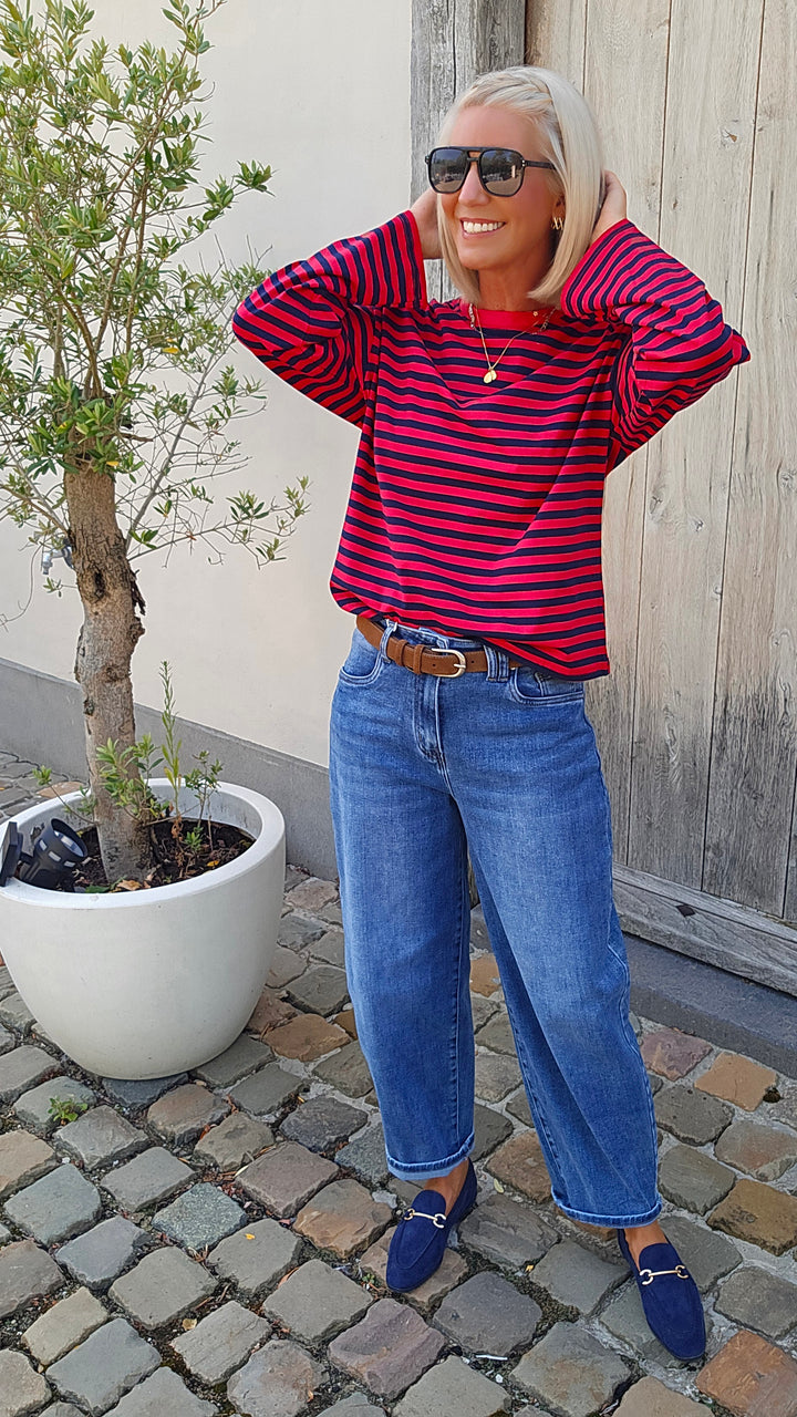 LOU striped longsleeve navy &amp; red