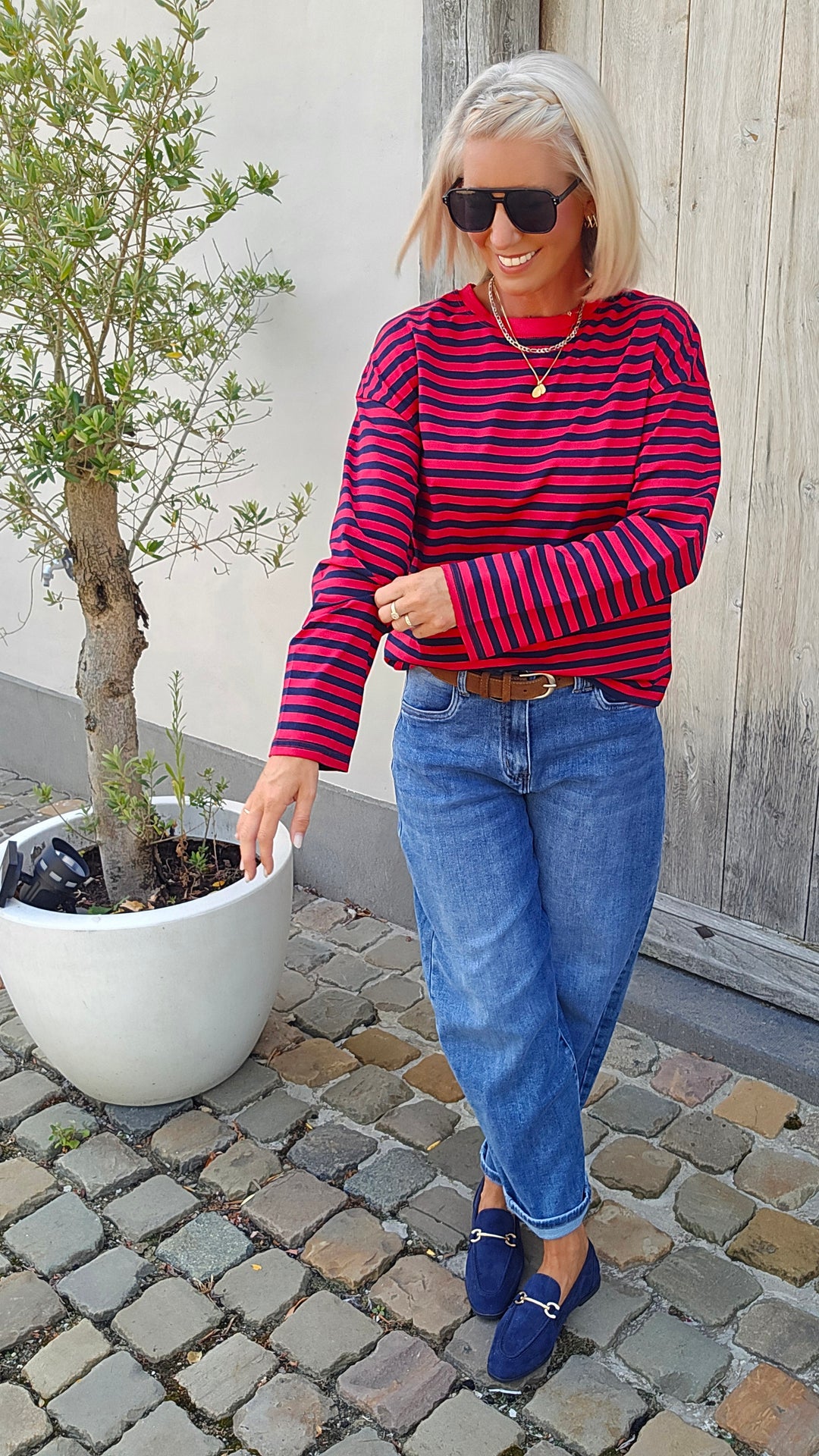 LOU striped longsleeve navy &amp; red