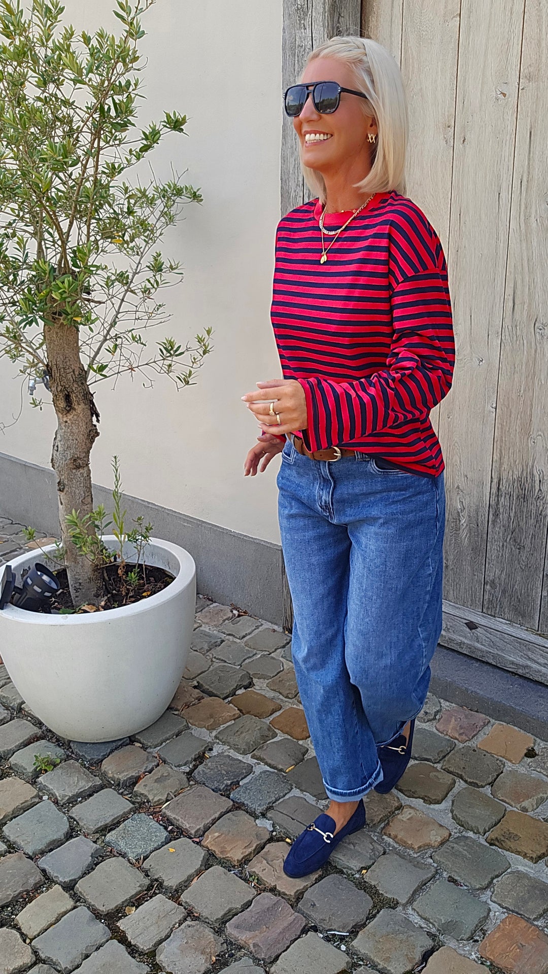 LOU striped longsleeve navy &amp; red