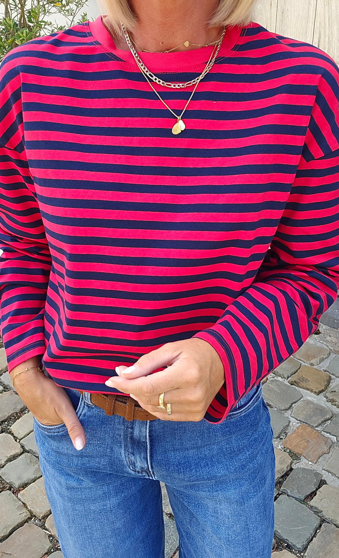 LOU striped longsleeve navy &amp; red